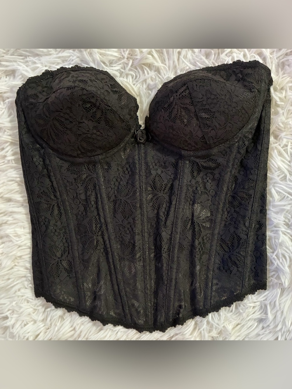 Fredericks Y2K Goth Victorian Vampire Whimsigoth Lace Corset Bustier Black 34C